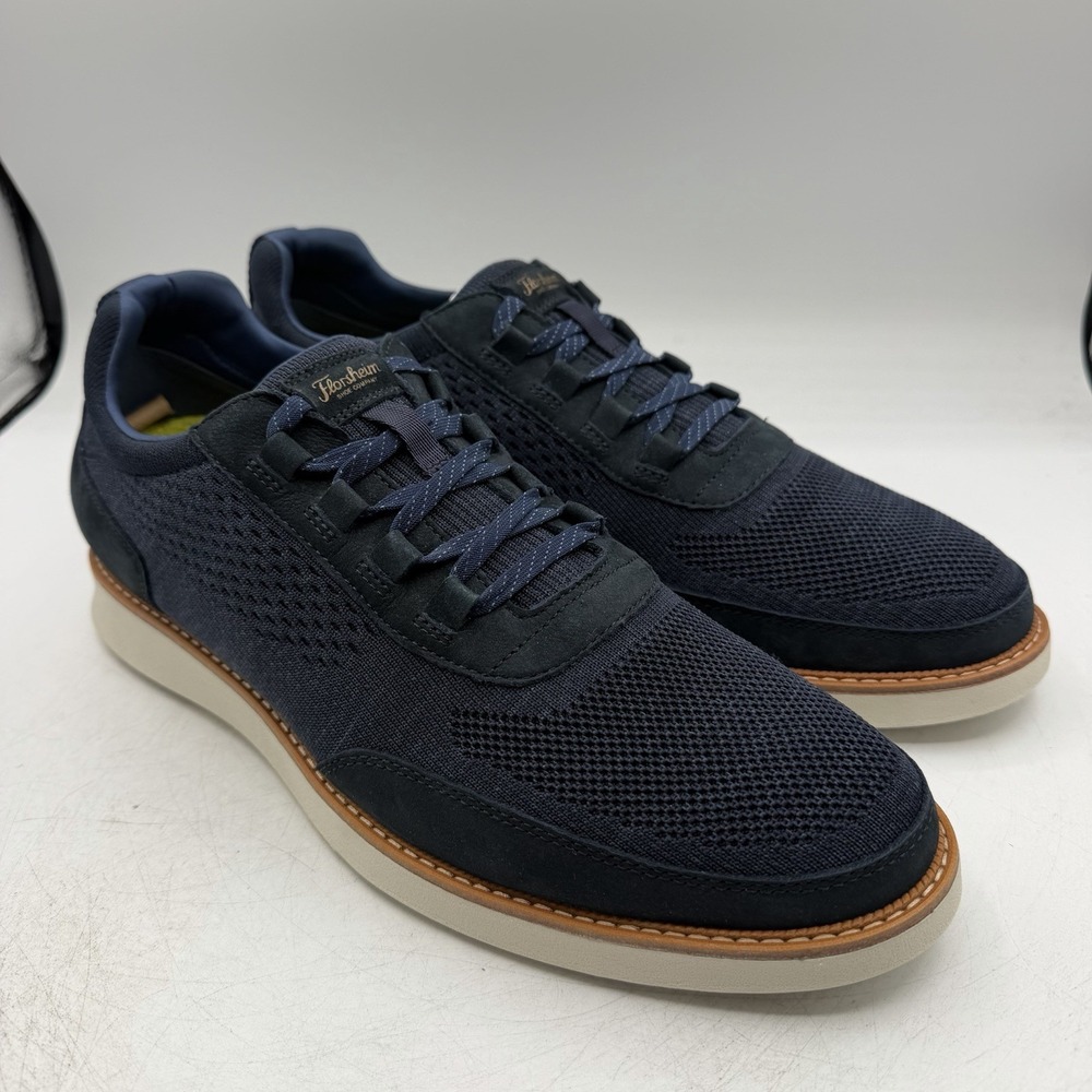 Florsheim Launch Knit Shoes Mens 11.5 M Navy Blue Elastic Lace Slip On Sneakers